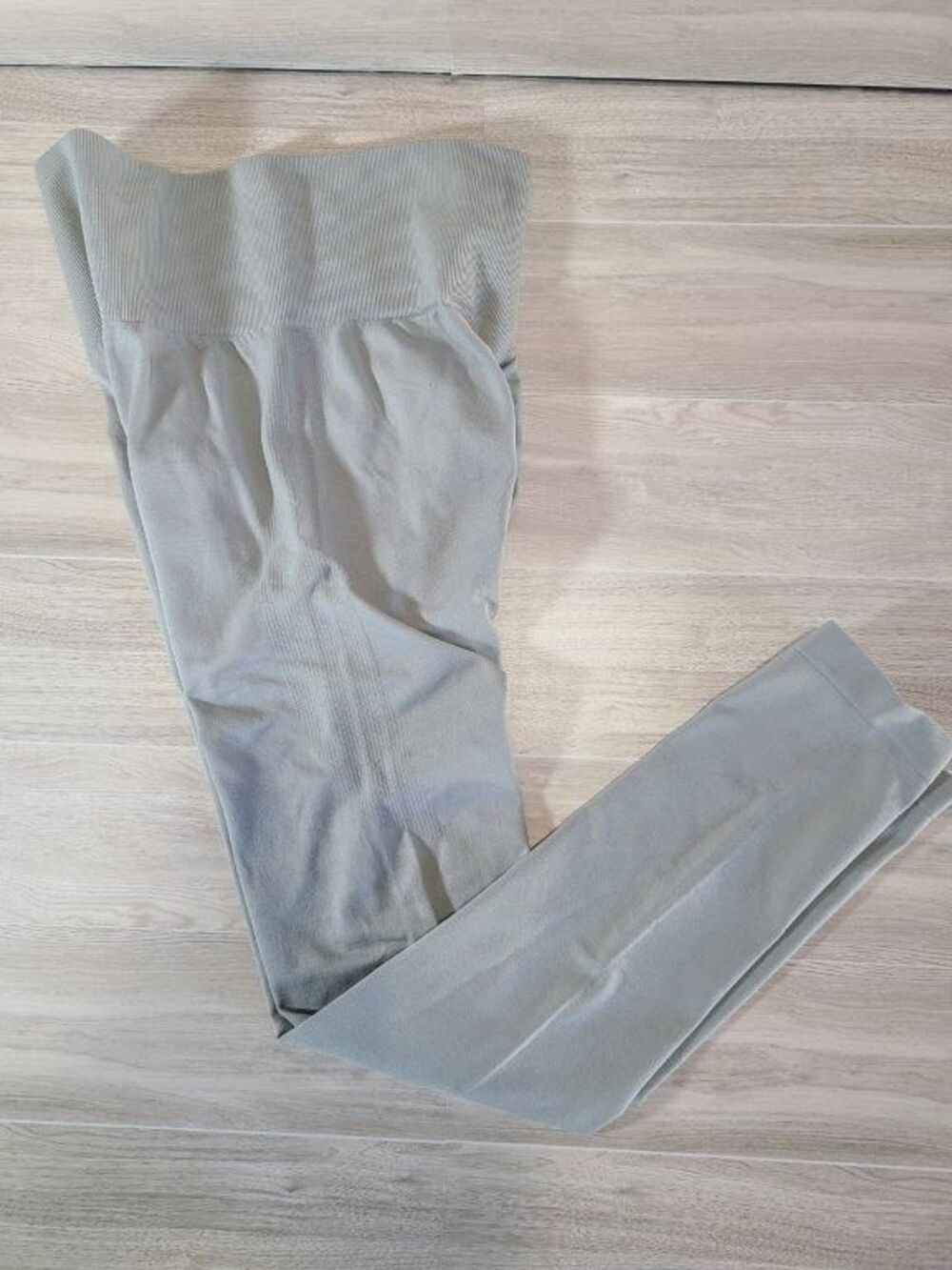 Gray Ribbed Leggings XS High Waist Seamless Stretch Athleisure Yoga Pants